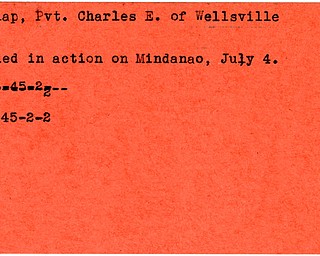 World War II, Vindicator, Charles E. Dunlap, Wellsville, killed, Mindanao, 1945