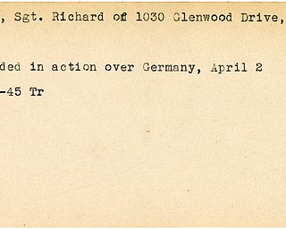 World War II, Vindicator, Richard Dunn, Sharon, wounded, Germany, 1945, Trumbull