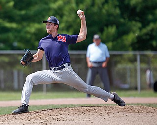 New York Nines' Tyler D'amico pitches against Creekside Fitness during the NABF World Series championship game at Cene Park on Sunday. New York won 5-0. EMILY MATTHEWS | THE VINDICATOR