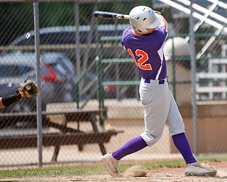 Creekside Fitness' Zach Hansen swings and misses during the NABF World Series championship game against the New York Nines at Cene Park on Sunday. Creekside lost 5-0. EMILY MATTHEWS | THE VINDICATOR