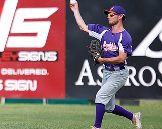 Creekside Fitness' Zach Hansen throws the ball in during the NABF World Series championship game against the New York Nines at Cene Park on Sunday. Creekside lost 5-0. EMILY MATTHEWS | THE VINDICATOR
