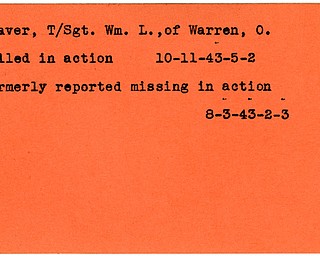 World War II, Vindicator, William L. Craver, Warren, killed, 1943, missing