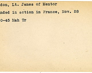 World War II, Vindicator, James Creedon, Mentor, wounded, France, 1945, Mahoning, Trumbull