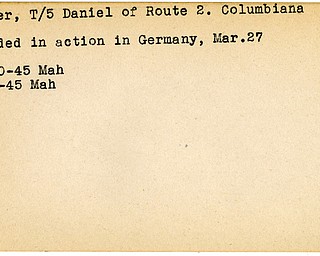World War II, Vindicator, Daniel Crider, Columbiana, wounded, Germany, 1945, Mahoning