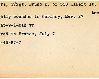 World War II, Vindicator, Bruno Crisafi, Youngstown, wounded, Germany, 1945, Mahoning, Trumbull, France