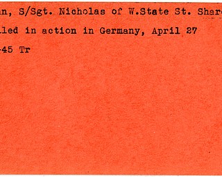 World War II, Vindicator, Nicholas Crisan, Sharon, killed, Germany, 1945, Trumbull