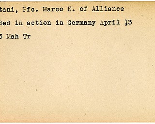 World War II, Vindicator, Marco E. Cristani, Alliance, wounded, Germany, 1945, Mahoning, Trumbull