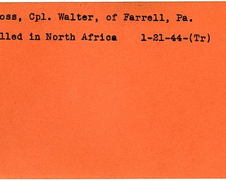 World War II, Vindicator, Walter Cross, Farrell, killed, Africa, 1944, Trumbull