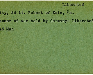 World War II, Vindicator, Robert Crotty, liberated, Erie, prisoner, Germany, 1945, Mahoning