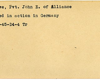 World War II, Vindicator, John E. Crowe, Alliance, wounded, Germany, 1945, Trumbull