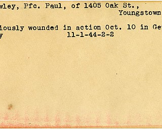 World War II, Vindicator, Paul Crowley, Youngstown, wounded, Germany, 1944