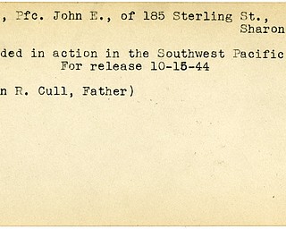 World War II, Vindicator, John E. Cull, Sharon, wounded, Pacific, 1944, John R. Cull