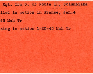 World War II, Vindicator, Ira O. Culp, Columbiana, killed, France, 1945, Mahoning, Trumbull, missing