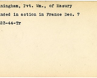 World War II, Vindicator, William Cunningham, Masury, wounded, France, 1944, Trumbull