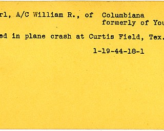 World War II, Vindicator, William R. Curl, Youngstown, Columbiana, died, accident, plane crash, Curtis Field, Texas, 1944