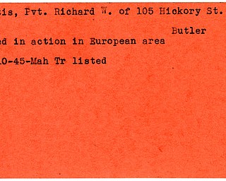 World War II, Vindicator, Richard W. Curtis, Butler, killed, Europe, 1945, Mahoning, Trumbull