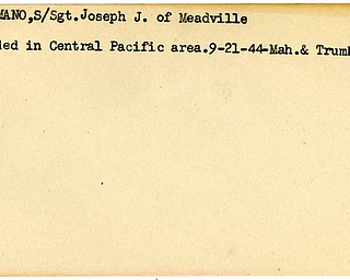 World War II, Vindicator, Joseph J. Cusamano, Meadville, wounded, Pacific, 1944, Mahoning, Trumbull