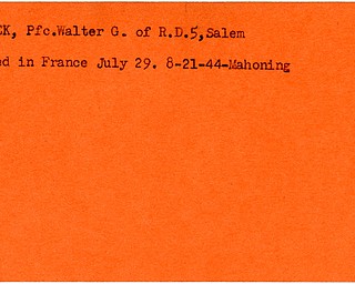 World War II, Vindicator, Walter G. Eastek, Salem, killed, France, 1944, Mahoning