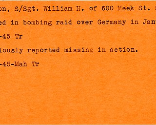 World War II, Vindicator, William H. Easton, Sharon, killed, Germany, 1945, missing, Mahoning, Trumbull