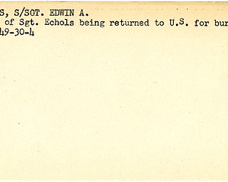 World War II, Vindicator, Edwin A. Echols, body returned, burial, 1949
