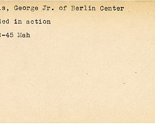 World War II, Vindicator, George Eckis Jr., Berlin Center, wounded, 1945, Mahoning