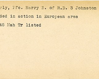 World War II, Vindicator, Harry B. Edgerly, Johnston, wounded, Europe, 1945, Mahoning, Trumbull