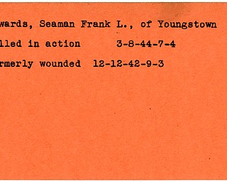 World War II, Vindicator, Frank L. Edwards, Youngstown, killed, wounded, 1944, 1942