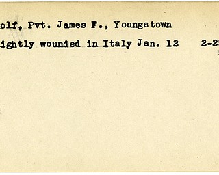 World War II, Vindicator, James F. Egolf, Youngstown, wounded, Italy, 1944