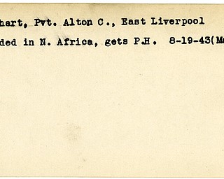 World War II, Vindicator, Alton C. Ehrhart, East Liverpool, wounded, Africa, award, 1943, Mahoning