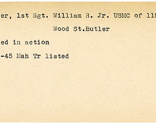 World War II, Vindicator, William R. Elder Jr, USMC, Butler, wounded, 1945, Mahoning, Trumbull