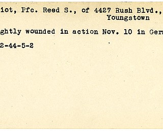 World War II, Vindicator, Reed S. Elliot, Youngstown, wounded, Germany, 1944