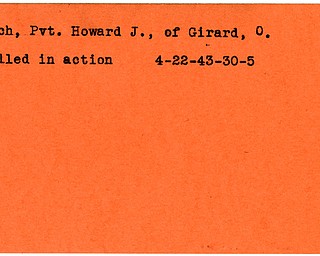 World War II, Vindicator, Howard J. Emch, Girard, killed, 1943