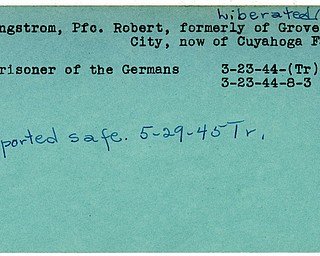 World War II, Vindicator, Robert Engstrom, liberated, Cuyahoga Falls, Grove City, 1944, prisoner, Germany, Trumbull, 1945