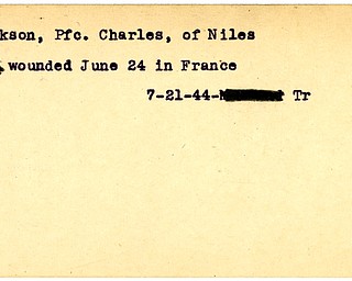 World War II, Vindicator, Charles Erickson, Niles, wounded, France, 1944, Trumbull