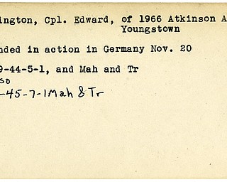 World War II, Vindicator, Edward Errington, Youngstown, wounded, Germany, 1944, Mahoning, Trumbull, 1945