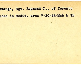 World War II, Vindicator, Raymond C. Eshbaugh, Toronto, wounded, Mediterranean, 1944, Trumbull, Mahoning