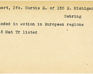 World War II, Vindicator, Curtis E. Fahnert, Sebring, wounded, Europe, 1945, Mahoning, Trumbull