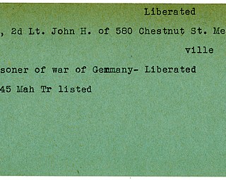 World War II, Vindicator, John H. Fahr, Meadville, prisoner, Germany, liberated, 1945, Mahoning, Trumbull