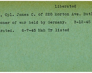 World War II, Vindicator, James C. Fair, Butler, prisoner, Germany, 1945, liberated, Mahoning, Trumbull