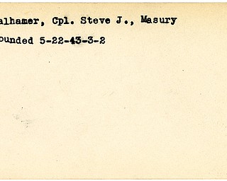 World War II, Vindicator, Steve J. Falhamer, Masury, wounded, 1943