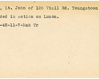 World War II, Vindicator, John Falk, Youngstown, wounded, Luzon, 1945, Mahoning, Trumbull