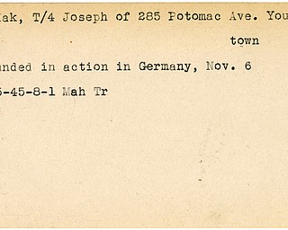 World War II, Vindicator, Joseph Fedak, Youngstown, wounded, Germany, 1945, Mahoning, Trumbull