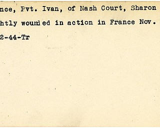 World War II, Vindicator, Ivan Ference, Sharon, wounded, France, 1944, Trumbull