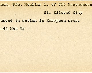 World War II, Vindicator, Moulton L. Ferguson, Ellwood City, wounded, Europe, 1945, Mahoning, Trumbull