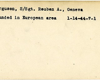 World War II, Vindicator, Reuben A. Ferguson, Geneva, wounded, Europe, 1944