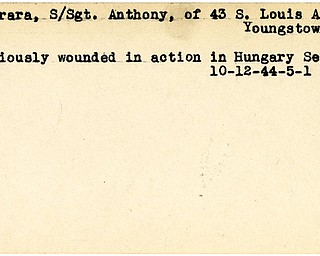 World War II, Vindicator, Anthony Ferrara, Youngstown, wounded, Hungary, 1944
