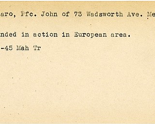 World War II, Vindicator, John Ferraro, Meadville, wounded, Europe, 1945, Mahoning, Trumbull