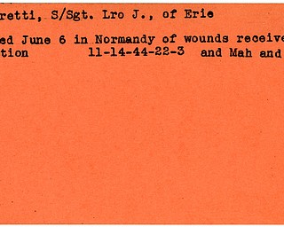 World War II, Vindicator, Lro. J. Ferretti, Erie, Normandy, 1944, killed