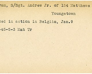 World War II, Vindicator, Andrew Fidram Jr, Youngstown, wounded, Belgium, 1945, Mahoning, Trumbull