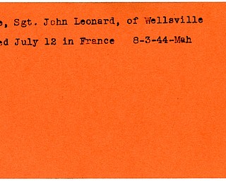 World War II, Vindicator, John Leonard Fife, killed, France, 1944, Mahoning